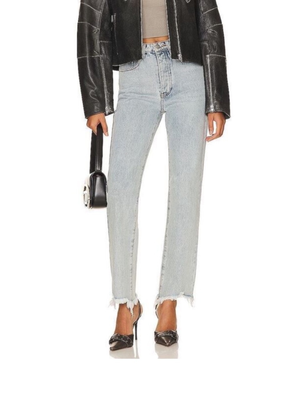SUPERDOWN Revolve Frayed Chopped Hem High Waisted Straight Jean